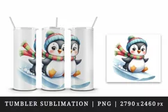Cute penguin tumbler mug wrap clipart sublimation design png Product Image 2