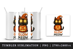 Halloween black cat tumbler mug clipart sublimation design Product Image 3