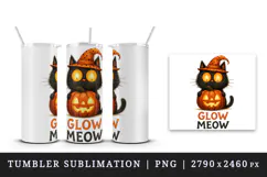 Halloween black cat tumbler mug clipart sublimation design Product Image 3