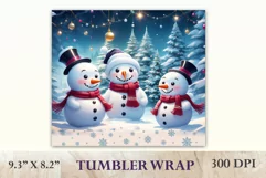 Sublimation tumbler wrap Christmas cute and funny snowmen. Christmas design tumbler wrap high resolution