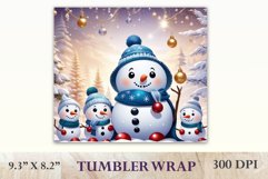 Sublimation design featuring cute snowmen, holiday Christmas design, tumbler wrapper 20 oz