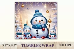 Sublimation design featuring cute snowmen, holiday Christmas design, tumbler wrapper 20 oz