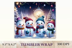 Sublimation design featuring cute snowmen, holiday Christmas design, tumbler wrapper 20 oz