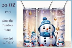 Sublimation design featuring cute snowmen, holiday Christmas design, tumbler wrapper 20 oz
