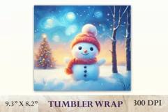 Christmas sublimation tumbler design with a cute adorable snowman. High resolution design and high quality.
