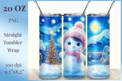 Christmas sublimation tumbler design with a cute adorable snowman. High resolution design and high quality.
