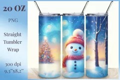 Christmas sublimation tumbler design with a cute adorable snowman. High resolution design and high quality.