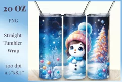 Christmas sublimation tumbler design with a cute adorable snowman. High resolution design and high quality.