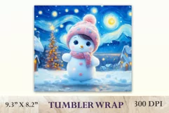 Christmas sublimation tumbler design with a cute adorable snowman. High resolution design and high quality.