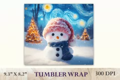 Christmas sublimation tumbler design with a cute adorable snowman. High resolution design and high quality.