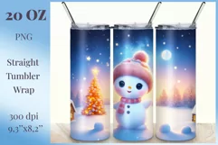 Christmas sublimation tumbler design with a cute adorable snowman. High resolution design and high quality.