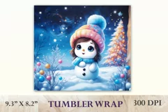Christmas sublimation tumbler design with a cute adorable snowman. High resolution design and high quality.