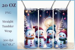 Sublimation design featuring cute snowmen, holiday Christmas design, tumbler wrapper 20 oz