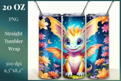 Colorful sublimation tumbler wrap featuring a cute dragon in magical colors. Give your tumbler a magical look, filling every moment with vibrant colors and joy. High quality and 300 dpi resolution. Perfect for printing and sublimation.