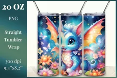 Colorful sublimation tumbler wrap featuring a cute dragon in magical colors. Give your tumbler a magical look, filling every moment with vibrant colors and joy. High quality and 300 dpi resolution. Perfect for printing and sublimation.