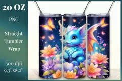 Colorful sublimation tumbler wrap featuring a cute dragon in magical colors. Give your tumbler a magical look, filling every moment with vibrant colors and joy. High quality and 300 dpi resolution. Perfect for printing and sublimation.