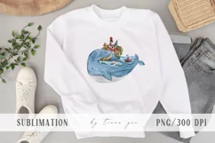 Watercolor cute whale clipart / underwater clipart- 1png Product Image 5