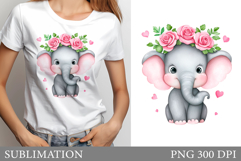 Cute Elephant T-Shirt Design. Cute Elephant Sublimation Product Image 1