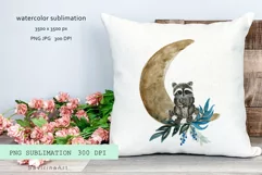 Sublimation Animals Gute Raccoon print.Poster PNG Moon . Product Image 2