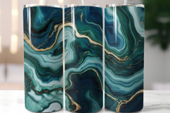 Elegant Blue Green Gold Tumbler Teal and Gold Marble Product Image 1