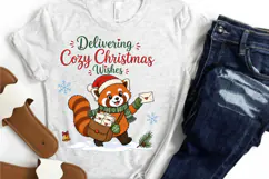 Delivering Cozy Christmas Wishes PNG, Christmas Red Panda Product Image 2
