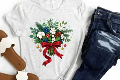 Christmas Winter Bouquet PNG, Holiday Floral Sublimation Product Image 2