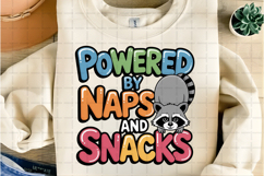 Powered by Naps and Snacks Cute Raccoon PNG Design Product Image 3