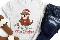 Cute Christmas Otter PNG, Cozy Like an Otter Christmas Product Image 2