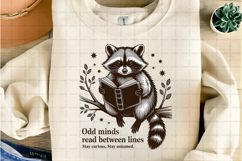 Odd Minds Read Between Lines Raccoon Reading Book Vintage Product Image 2