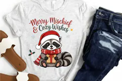 Cute Christmas Raccoon PNG, Merry Mischief and Cozy Wishes Product Image 3