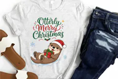 Cute Christmas Otter PNG,Otterly Merry Christmas Sublimation Product Image 4