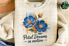 Petal Dreams in Motion Artistic Blue Floral Paint Splash PNG Product Image 2