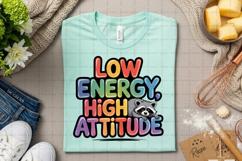 Low Energy High Attitude Raccoon Funny Cute Lazy Mood PNG Product Image 2