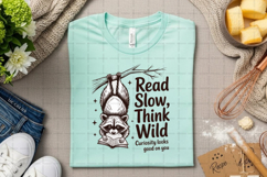 Read Slow, Think Wild Curious Raccoon Reading Book PNG Product Image 3