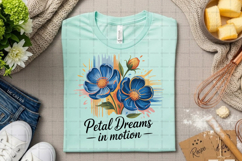 Petal Dreams in Motion Artistic Blue Floral Paint Splash PNG Product Image 3