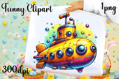 Colorful Submarine Clipart PNG | Cute Underwater Submarine Product Image 1