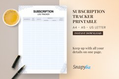 Subscription Tracker Printable Planner| A4 And A5 | US Product Image 1