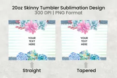 Succulent Plants 20 oz Skinny Tumbler Sublimation PNG Product Image 2