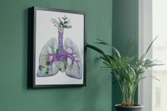 Succulent floral human anatomy lungs with heart graphic art. Product Image 5