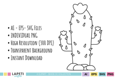 cactus clipart outline for cardmaking