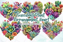 Succulent Plant Arrangement Heart Watercolor Sublimation Product Image 1