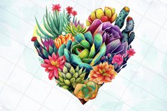 Succulent Plant Arrangement Heart Watercolor Sublimation Product Image 3