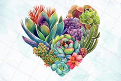 Succulent Plant Arrangement Heart Watercolor Sublimation Product Image 7