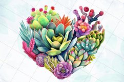 Succulent Plant Arrangement Heart Watercolor Sublimation Product Image 6