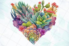 Succulent Plant Arrangement Heart Watercolor Sublimation Product Image 5
