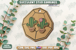 Succulent Stud Earrings Laser Cut | Floral Design | Jewelry Product Image 1