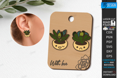 Succulent Stud Earrings with Display Cards Laser Cut Bundle Product Image 2