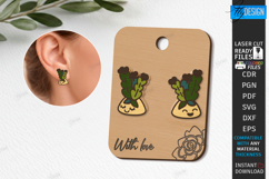 Succulent Stud Earrings with Display Card Laser Cut | CNC Product Image 1