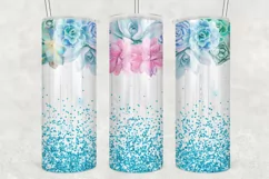 Succulent Plants 20 oz Skinny Tumbler Sublimation PNG Product Image 1