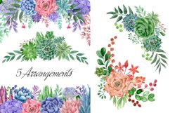 Watercolor succulents clipart. Frames, wreaths, bouquets Product Image 15